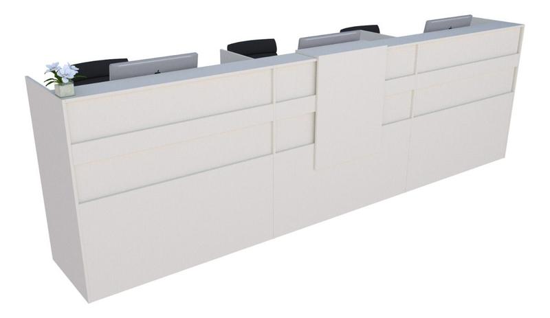 Imagem de Balcão Recepção Caixa 303cm Off White - Linha Premium - Modelo 1.1