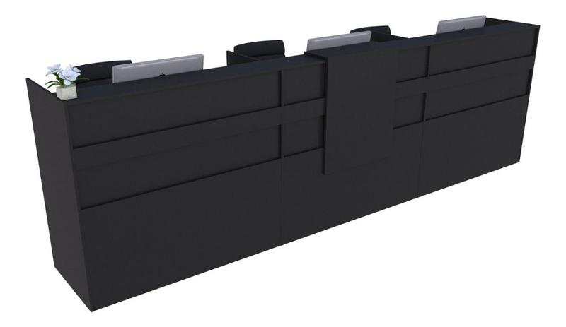 Imagem de Balcão Recepção Caixa 312cm Preto - Linha Premium - Mod 1.1