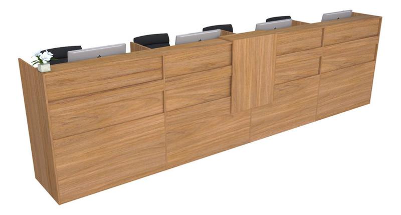 Imagem de Balcão Recepção Caixa 436cm Louro Freijó - Premium - Mod 1.1