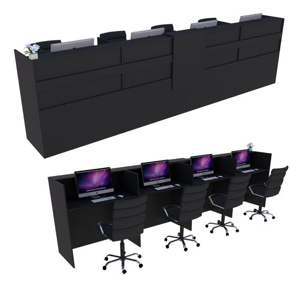 Imagem de Balcão Recepção Caixa 529cm Preto - Linha Premium - Mod 1.1
