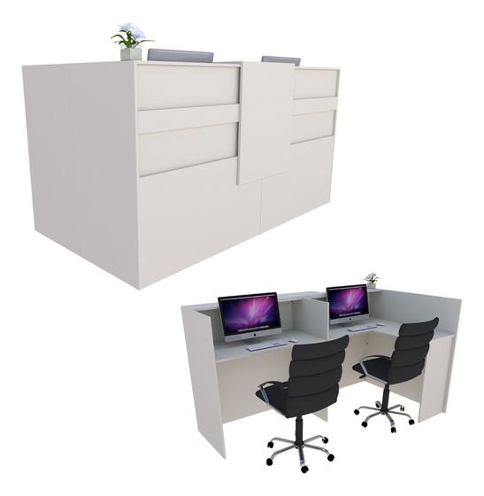 Imagem de Balcão Recepção em L 197cm Branco - Linha Premium - Mod 1.1