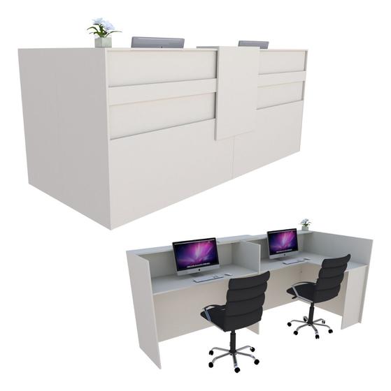 Imagem de Balcão Recepção em L 226cm Branco - Linha Premium - Mod 1.1