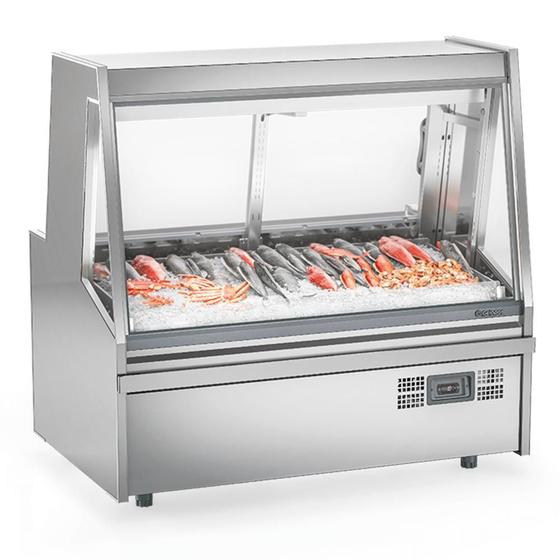 Imagem de Balcão Refrigerado Peixaria GAPX-150 A - 1,50m Aço Inox Iluminação Led  -2 a +7C 755 Litros - Gelopar