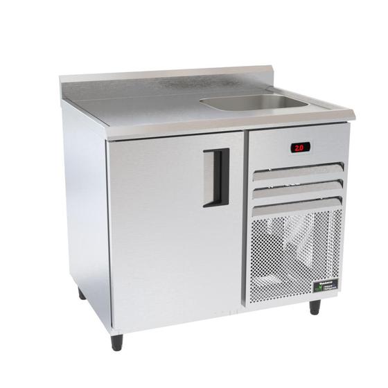 Imagem de Balcão Refrigerados Venâncio 100cm Exterior Inox Interior Aluzinco Borda Espelhada com Cuba 220V VCFRH10-39366