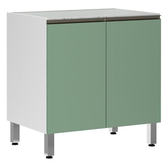Imagem de Balcão Sem Tampo 80cm Branco Com Verde Jade