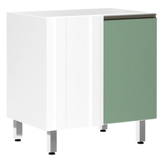 Imagem de Balcão Sem Tampo Canto Reto 80cm Branco Com Verde Jade