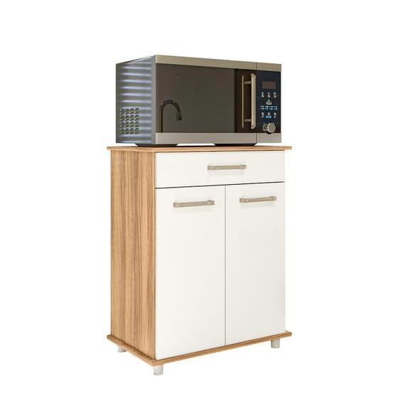 Imagem de Balcão Simples P/ Microondas Cozinha 2 Portas 1 Gaveta Ísis
