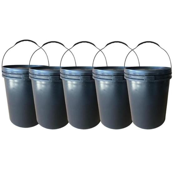 Imagem de Balde 16L Preto Reciclado - 5 Pçs