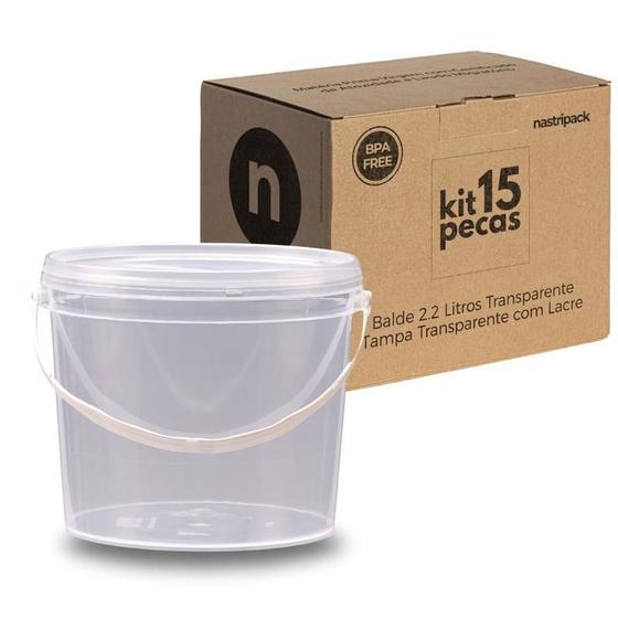 Imagem de Balde 2.2 Litros Para Armazenar Peixe - Kit 15 Pçs