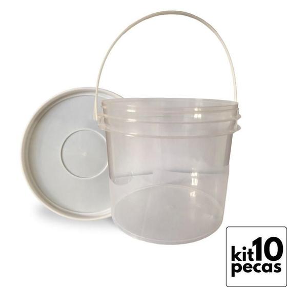 Imagem de Balde 2.2L Plastica Com Tampa Lacre 10 Pçs