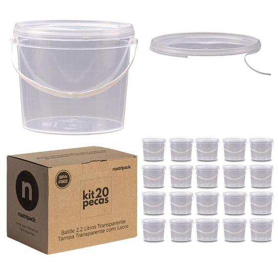 Imagem de Balde 2.2L Transparente Para Isca De Peixe - Kit 20 Pçs