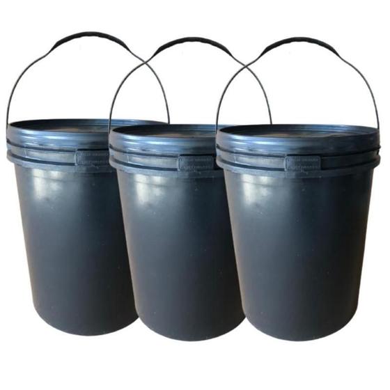 Imagem de Balde 20L Com Tampa Alça Plastica Material Virgem - 3 Pçs