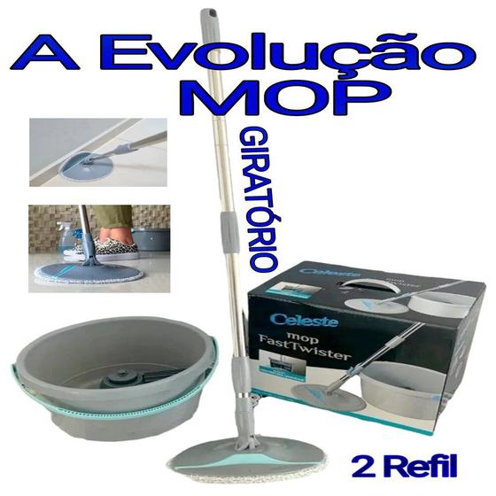Imagem de Balde Cesto vassoura mop Spin Mop 360 Com Refil