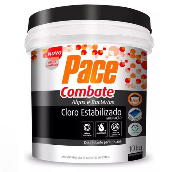 Imagem de Balde Cloro Multiação 3 Em 1 Pace Combate 10kg Para Piscinas