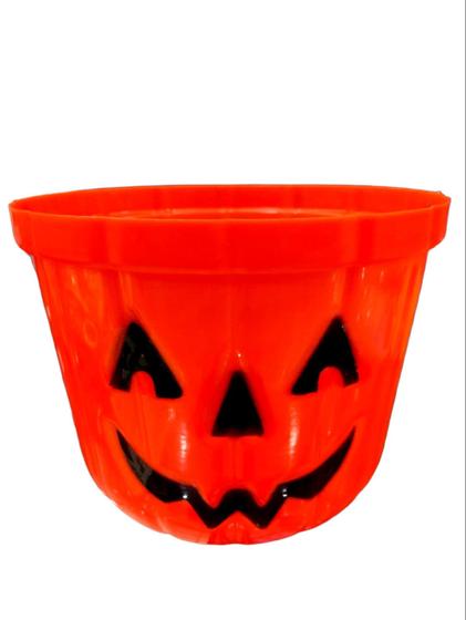 Imagem de Balde de Abobora Halloween Decoração De Festas Com Alça