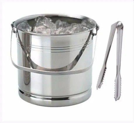 Balde de Gelo Aço Inox c/ Pegador e Bandeja Separadora
