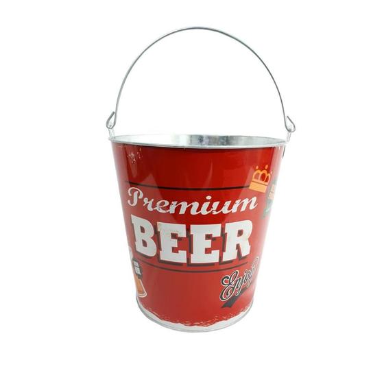 Imagem de Balde de Gelo em Metal com Alça Estampa Premium Beer 7,6 lts