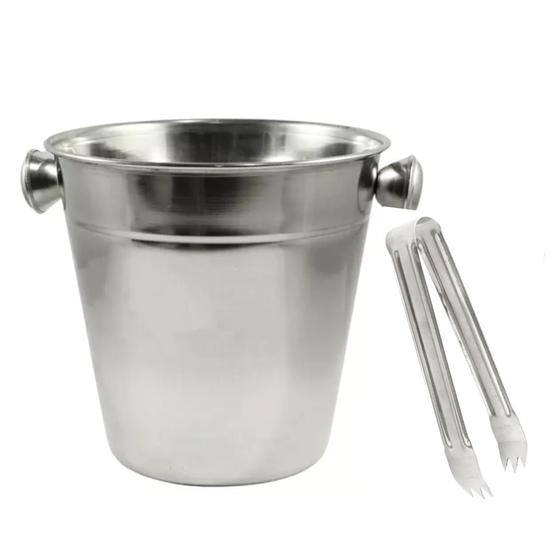  Balde de Gelo Inox 970ml com Pegador de Gelos Drinks Baldinho