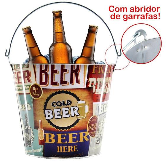 Imagem de Balde De Gelo Para Cerveja Estampado Em Metal Galvanizado 4,8 Litros