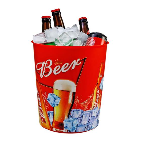 Imagem de Balde De Gelo Para Cerveja Vermelho 7 Litros - Usual Utilidades