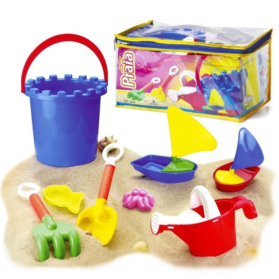 Imagem de Balde De Praia Infantil Kit Com 8 Peças Para Brincar Areia - Monte Líbano