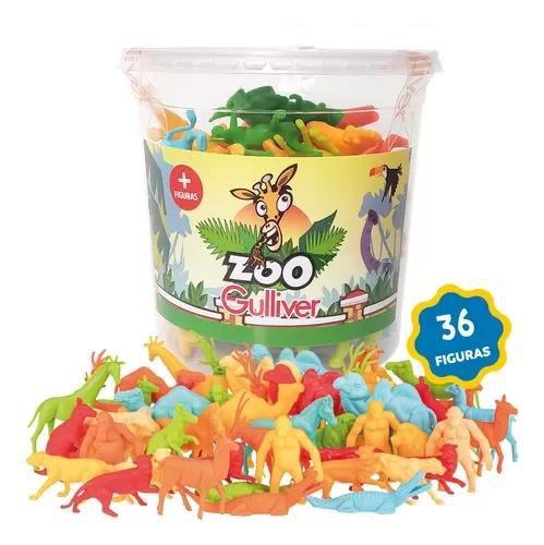 Imagem de Balde de Zoológico Com 36 Animais Coloridos