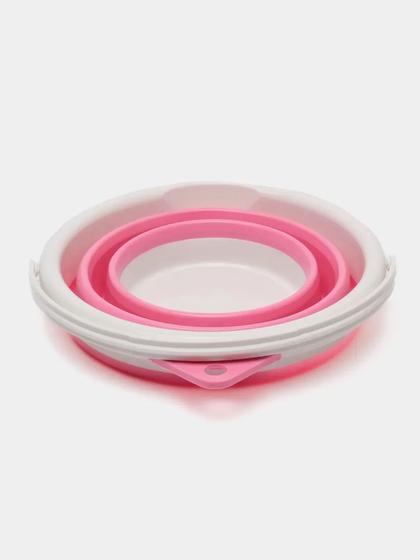 Imagem de Balde Dobrável 10 Litros Silicone Retrátil Flexível Limpeza - Rosa