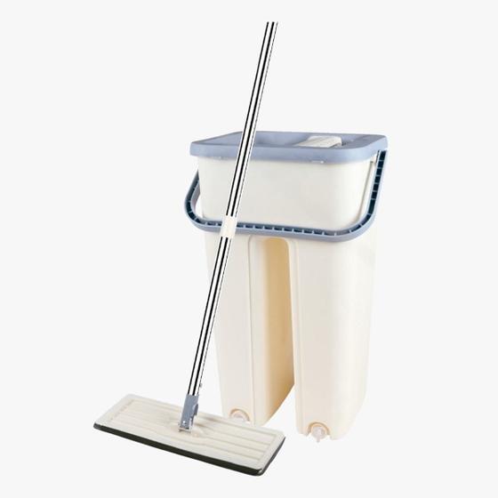 Imagem de Balde Flat Mop Esfregão Limpa Lava E Seca Rodo Gira 360