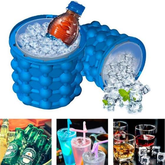 Imagem de Balde Forma de Gelo Cerveja Baldinho Presente Silicone Colocar Fazer Ice Magic Maçã Espumante Pequeno Bebidas Copo