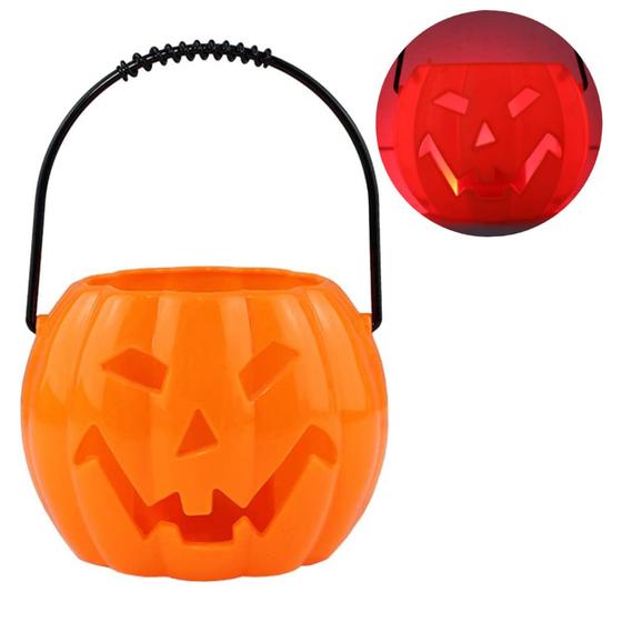 Imagem de Balde Halloween Abóbora LED Pequeno com Som e Luzes