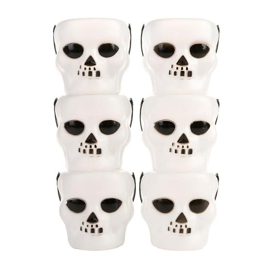Imagem de Balde Halloween Caveira Com Alça Travessuras Ou Gostosuras 6 Unidades