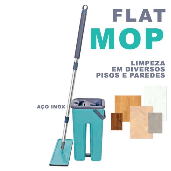 Imagem de Balde Lava e Seca Limpeza Multiuso Rodo Vassoura Mop Flat Limpeza de Chão