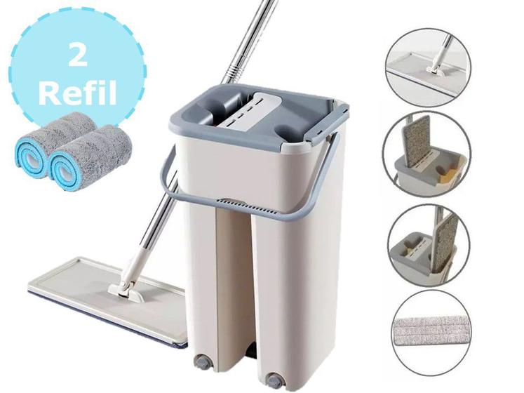 Balde limpador multiuso maxi mop flat 5l wash&dry lava e seca + 2 microfibras extra Menor preço em Balde limpador multiuso maxi mop flat 5l wash&dry lava e seca + 2 microfibras extra