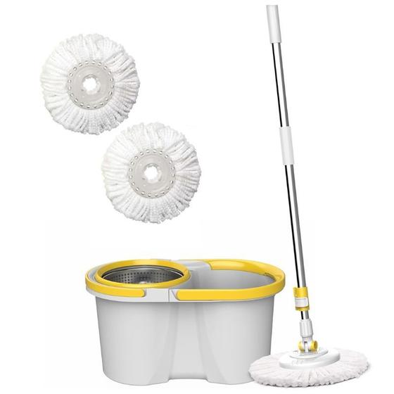Balde Mop PRO Esfregão Com Cesto Inox Cabo 1,60 Metros Com 3 Refis - 1 Microfibra, 1 Limpeza Pó, 1 Microfibra Menor preço em Balde Mop PRO Esfregão Com Cesto Inox Cabo 1,60 Metros Com 3 Refis - 1 Microfibra, 1 Limpeza Pó, 1 Microfibra