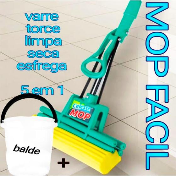 Imagem de balde mop rodo esfregão limpeza cozinha chão azulejo vidro banheiro limpa tudo