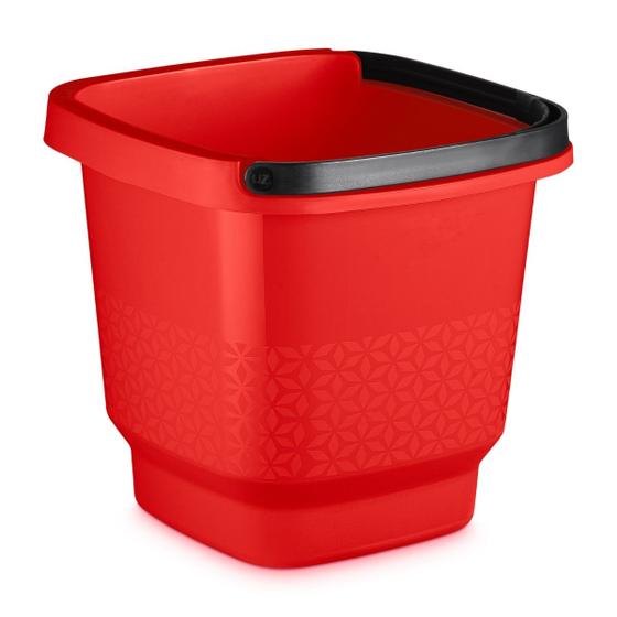 Imagem de Balde Multiuso Com Alça 12L Sólido Organizar Roupas Limpeza Lavanderia UZ415 Vermelho