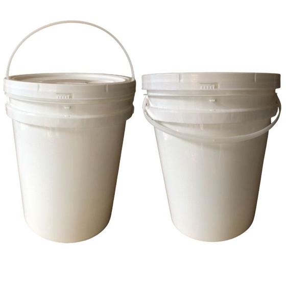 Imagem de balde para alimentos veganos 20L Alça Plástica com tampa 2 Pçs