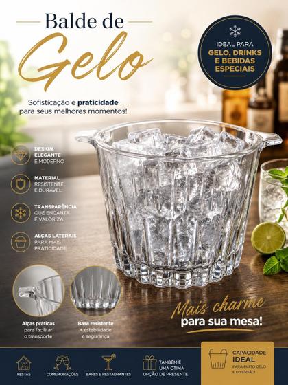 Balde para Gelo CRISTAR 850g Resistente e Prático para Festas e Eventos