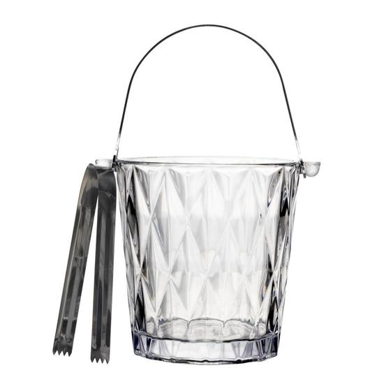 Balde para Gelo Diamond 1L Lyor de Vidro com Alça e Pegador para Servir Bebidas Mesa Posta Bar