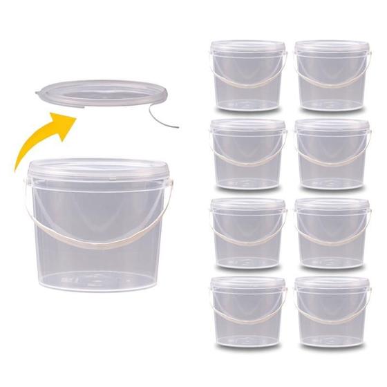 Imagem de Balde Para Remedio 2.2 Litros Transparente - Kit 8 Pçs