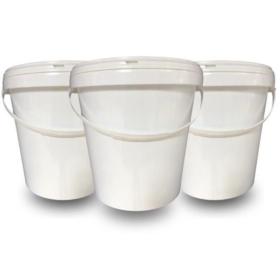 Imagem de Balde Para Uso Industrial 3.6L Alça Plástica Com Tampa 3 Pçs