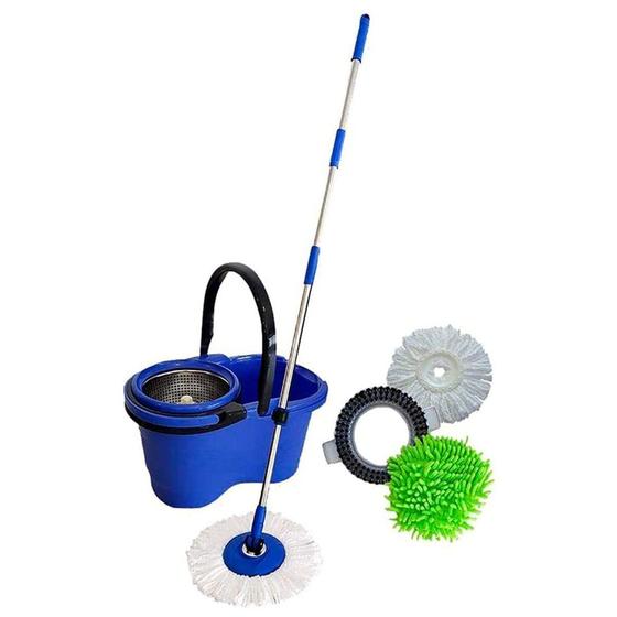 Imagem de Balde Perfect Mop Pro 360º Inox com 3 Refis e Cabo de 1,60m