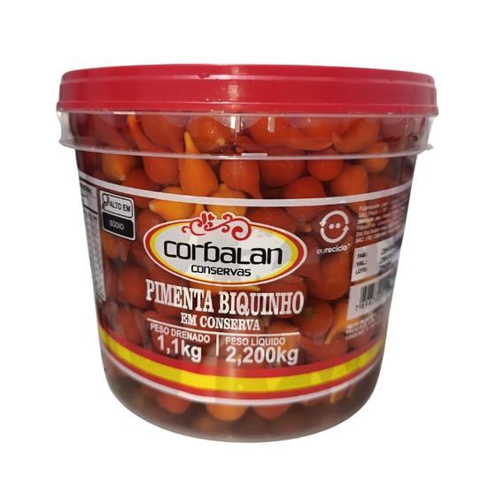 Imagem de Balde Pimenta Biquinho Conserva 2kg Líquido Validade Longa