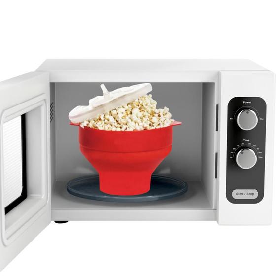 Imagem de Balde Pipoca Pipoqueira Silicone Para Micro-ondas Sem Óleo com Tampa