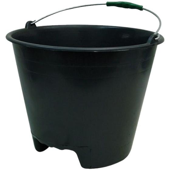 Imagem de Balde Plástico 12 Litros Para Concreto Com Alça E Pegador no Cabo Para Mãos Com Medidor de Volume Líquido Interno
