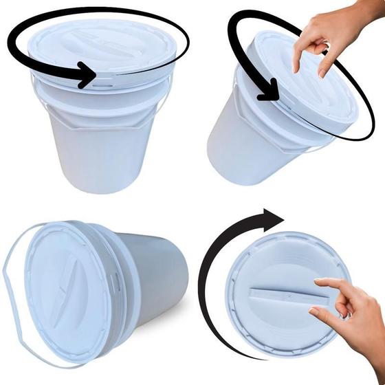 Imagem de Balde Plástico 20L Atoxico Lacre - Kit 7 Pçs