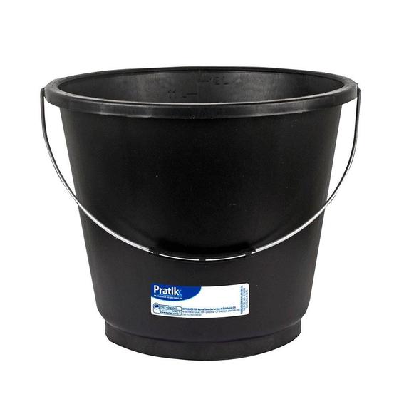 Imagem de Balde Pratik Reforçado 12 litros com Alça de Aço Preto - Embalagem com 6 Unidades