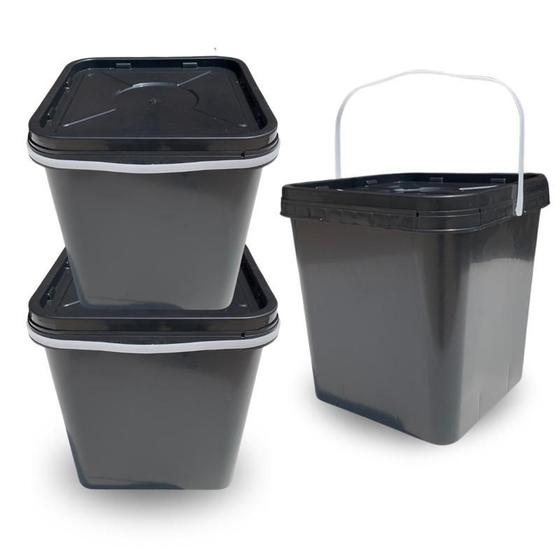 Imagem de Balde Quadrado 16L  Com Tampa Lacre 02 Pçs