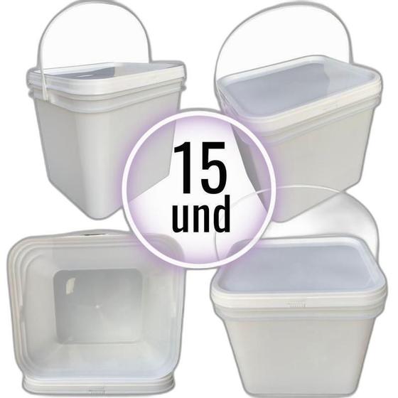 Imagem de Balde Retangular 3.6L Supermercados E Tampa Lacre - 15 Pcs