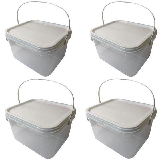 Imagem de Balde Retangular Transparente Para Caldos-Kit 4 Pçs